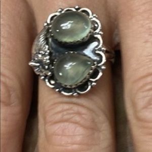 Native American prehnite green ring